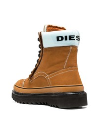 rotbraune Lederarbeitsstiefel von Diesel