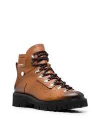 rotbraune Lederarbeitsstiefel von DSQUARED2