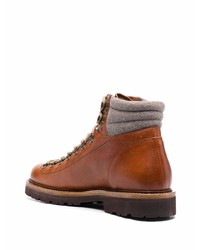 rotbraune Lederarbeitsstiefel von Brunello Cucinelli