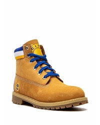 rotbraune Lederarbeitsstiefel von Timberland