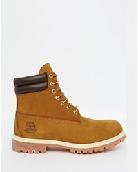 rotbraune Lederstiefel von Timberland