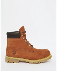 rotbraune Lederstiefel von Timberland