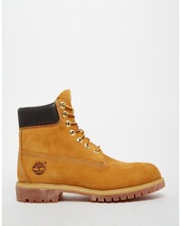 rotbraune Lederstiefel von Timberland