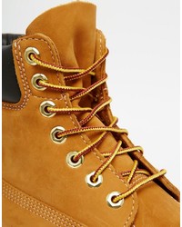 rotbraune Lederstiefel von Timberland