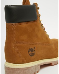 rotbraune Lederstiefel von Timberland