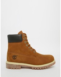 rotbraune Lederstiefel von Timberland