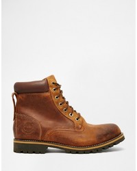 rotbraune Lederstiefel von Timberland