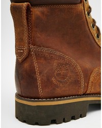 rotbraune Lederstiefel von Timberland