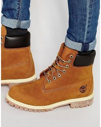 rotbraune Lederstiefel von Timberland