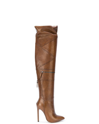 rotbraune Overknee Stiefel aus Leder von Gianni Renzi