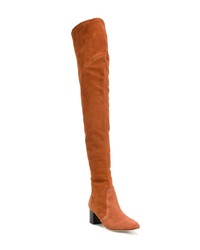 rotbraune Overknee Stiefel aus Wildleder von Vanessa Seward