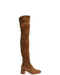 rotbraune Overknee Stiefel aus Wildleder von Parallèle