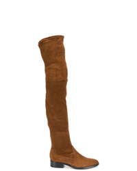 rotbraune Overknee Stiefel aus Wildleder von Parallèle