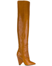 rotbraune Overknee Stiefel von Saint Laurent