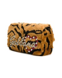 rotbraune Pelz Umhängetasche mit Leopardenmuster von Dolce & Gabbana