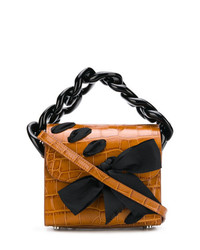 rotbraune Satchel-Tasche aus Leder mit Schlangenmuster von MARQUES ALMEIDA