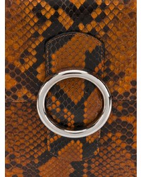 rotbraune Satchel-Tasche aus Leder mit Schlangenmuster von Orciani