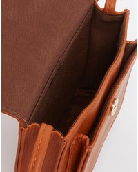 rotbraune Satchel-Tasche aus Leder von Asos