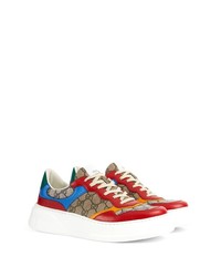 rotbraune Segeltuch niedrige Sneakers von Gucci