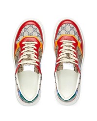 rotbraune Segeltuch niedrige Sneakers von Gucci