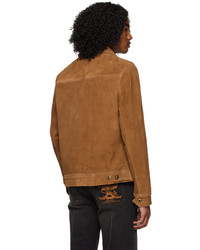 rotbraune Shirtjacke aus Leder von Schott
