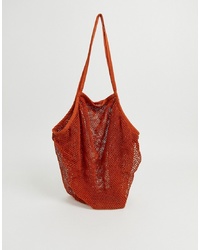 rotbraune Shopper Tasche aus Segeltuch von ASOS DESIGN