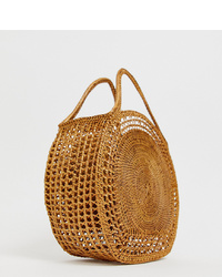 rotbraune Shopper Tasche aus Stroh von Ellen & James