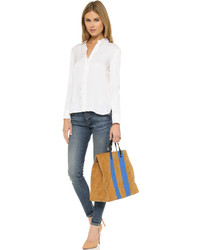 rotbraune Shopper Tasche aus Wildleder von Clare Vivier