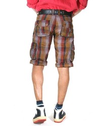 rotbraune Shorts mit Schottenmuster von Bright Jeans
