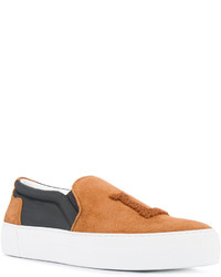 rotbraune Slip-On Sneakers aus Leder von Joshua Sanders