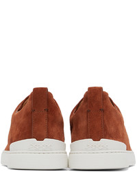 rotbraune Slip-On Sneakers aus Wildleder von Zegna