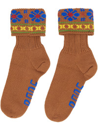 rotbraune Socken mit Blumenmuster von Bode