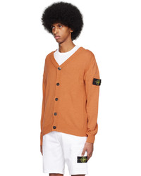 rotbraune Strick Strickjacke von Stone Island