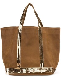 rotbraune verzierte Shopper Tasche aus Pailletten