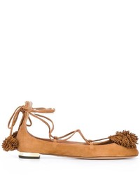 rotbraune Wildleder Ballerinas von Aquazzura