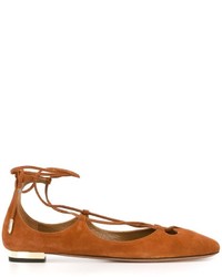 rotbraune Wildleder Ballerinas von Aquazzura