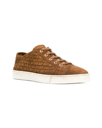 rotbraune Wildleder niedrige Sneakers von Santoni