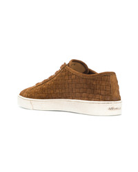 rotbraune Wildleder niedrige Sneakers von Santoni