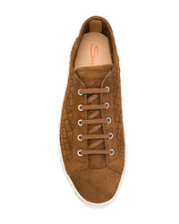 rotbraune Wildleder niedrige Sneakers von Santoni