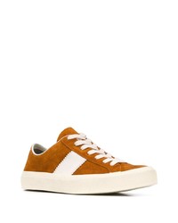 rotbraune Wildleder niedrige Sneakers von Tom Ford