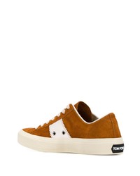 rotbraune Wildleder niedrige Sneakers von Tom Ford