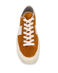 rotbraune Wildleder niedrige Sneakers von Tom Ford