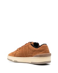 rotbraune Wildleder niedrige Sneakers von Lanvin