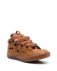 rotbraune Wildleder niedrige Sneakers von Lanvin