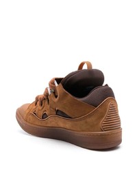 rotbraune Wildleder niedrige Sneakers von Lanvin