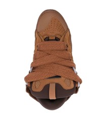 rotbraune Wildleder niedrige Sneakers von Lanvin