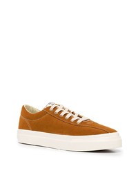 rotbraune Wildleder niedrige Sneakers von Stepney Workers Club