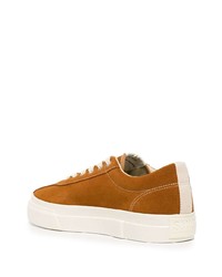 rotbraune Wildleder niedrige Sneakers von Stepney Workers Club