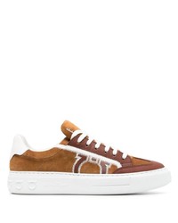 rotbraune Wildleder niedrige Sneakers von Ferragamo