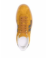 rotbraune Wildleder niedrige Sneakers von Lanvin